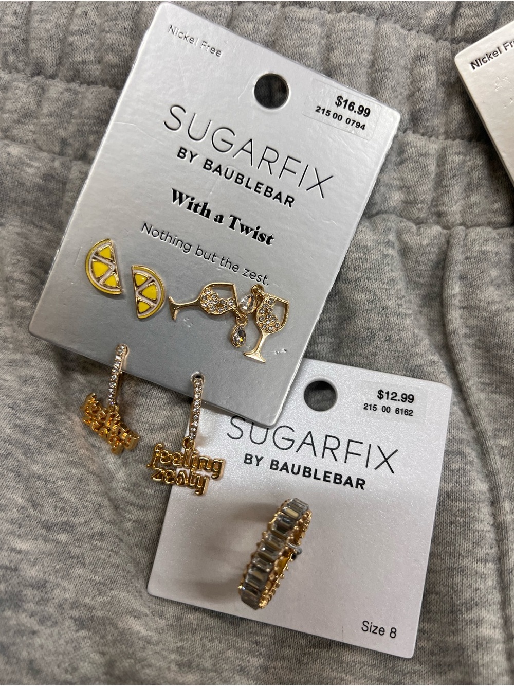 SUGARFIX by BaubleBar Gold-tone Lemon & Wine Charm Earring Set plus ring